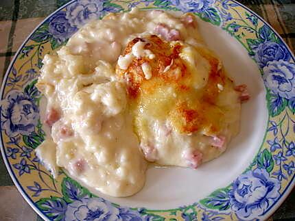 recette Gratin de choux fleur au comté et dés de jambon