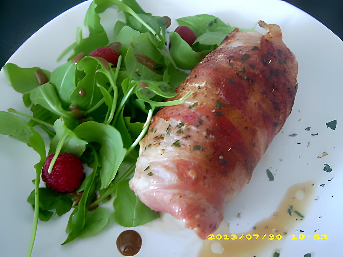 recette roulade de dinde à la mozzarella, roquette aux framboises