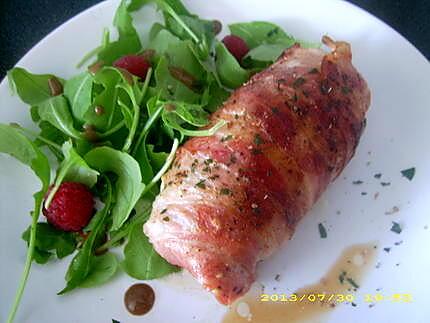 recette roulade de dinde à la mozzarella, roquette aux framboises