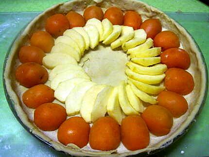 recette Tarte aux pommes et aux abricots nature.