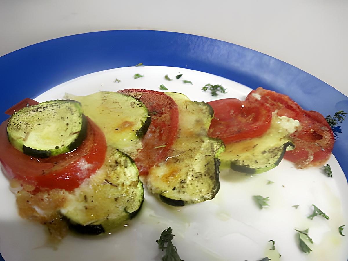 recette Gratiné au courgette. tomates. mozzarella au parmesan.