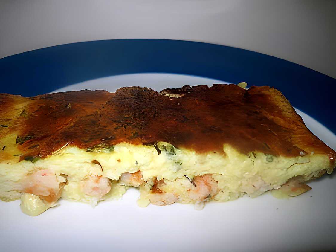 Recette de Clafoutis aux crevettes roses et à la ciboulette.