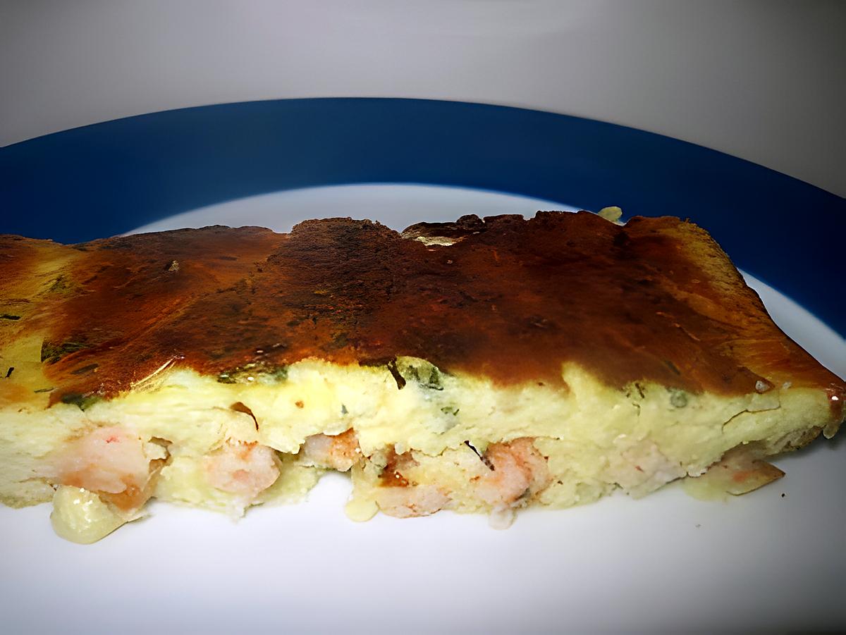 recette Clafoutis aux crevettes roses et à la ciboulette.