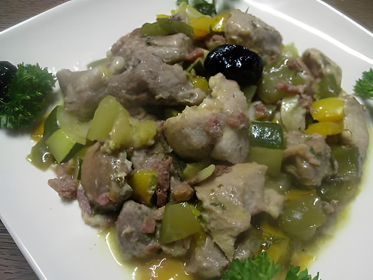 recette Sauté de veau au trio de légumes du soleil.