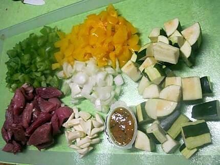 recette Sauté de veau au trio de légumes du soleil.