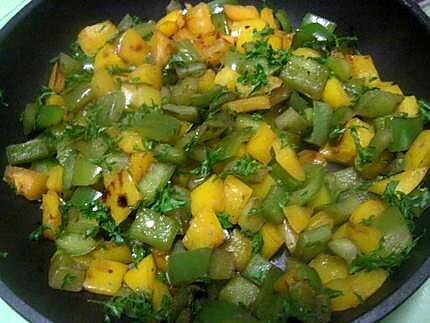 recette Sauté de veau au trio de légumes du soleil.