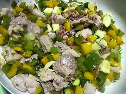 recette Sauté de veau au trio de légumes du soleil.