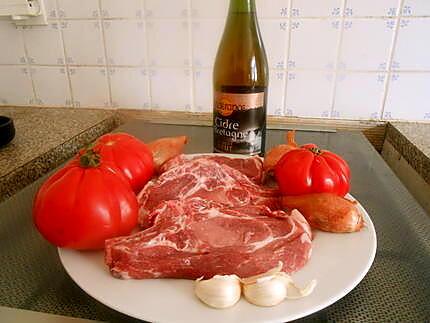 recette Cote de porc concassé de tomates au cidre