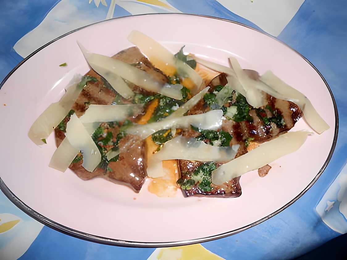 Recette de Foie de genisse,grillé persillade et parmesan