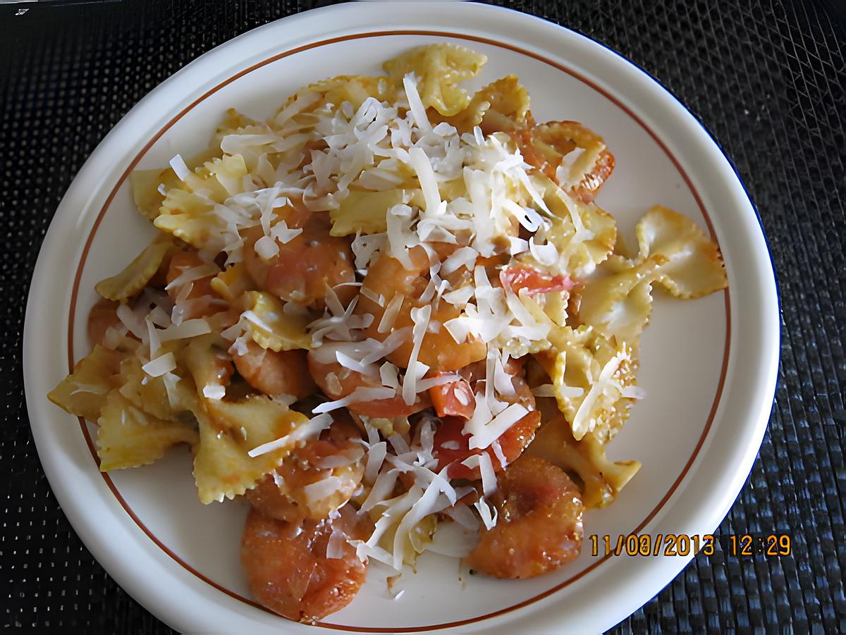 recette FARFALLE GAMBAS E PESTO