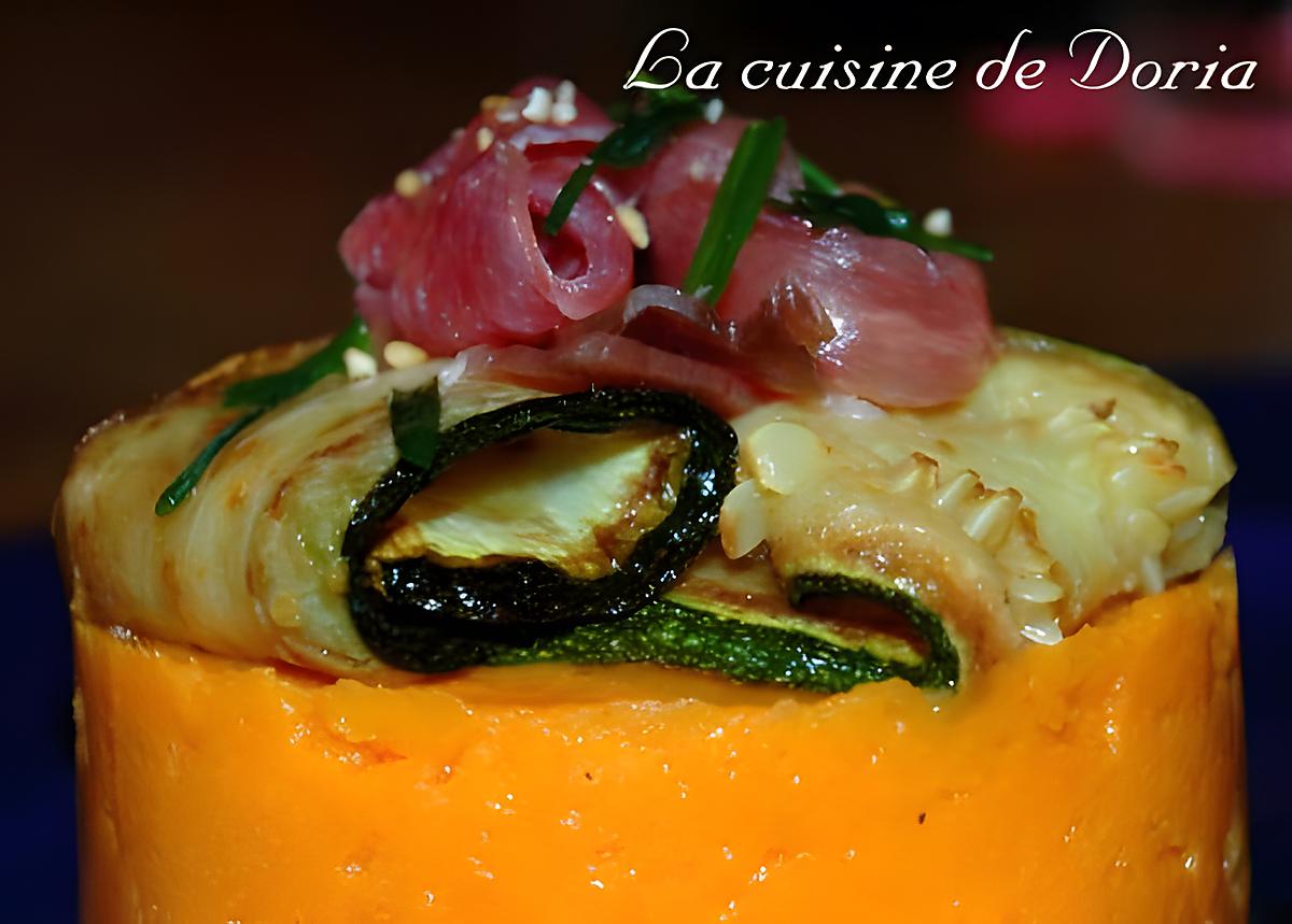 recette Duo de patates douces et courgette avec son jambon de pays