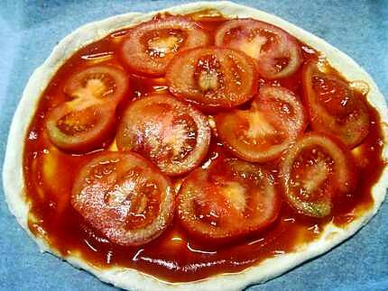 recette Pizza aux oignons rouges. poivrons. oeufs.