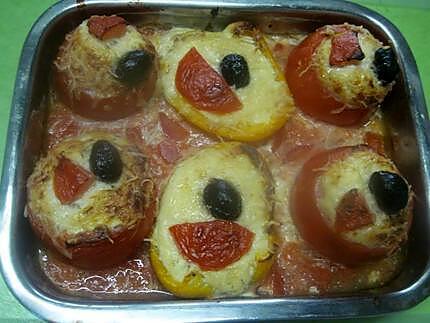 recette Tomates et poivrons au fromage de brousse de vache. gratinés.