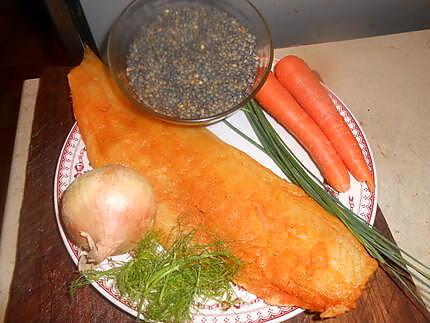 recette Salade tiede de lentilles au haddock