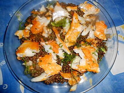 recette Salade tiede de lentilles au haddock