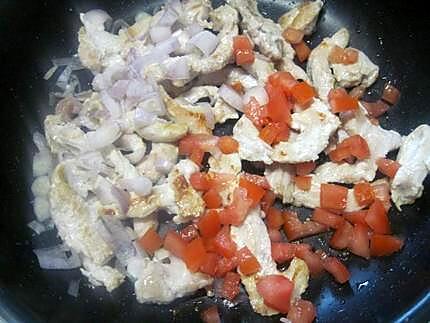 recette Emincé de poulet aux riz et légumes.