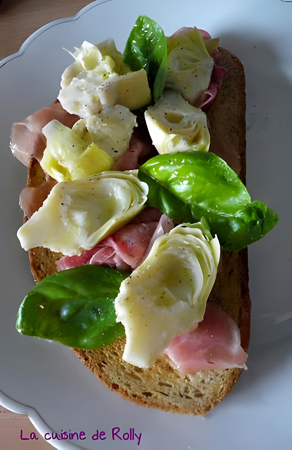 recette Bruschetta au jambon de Parme et artichaut