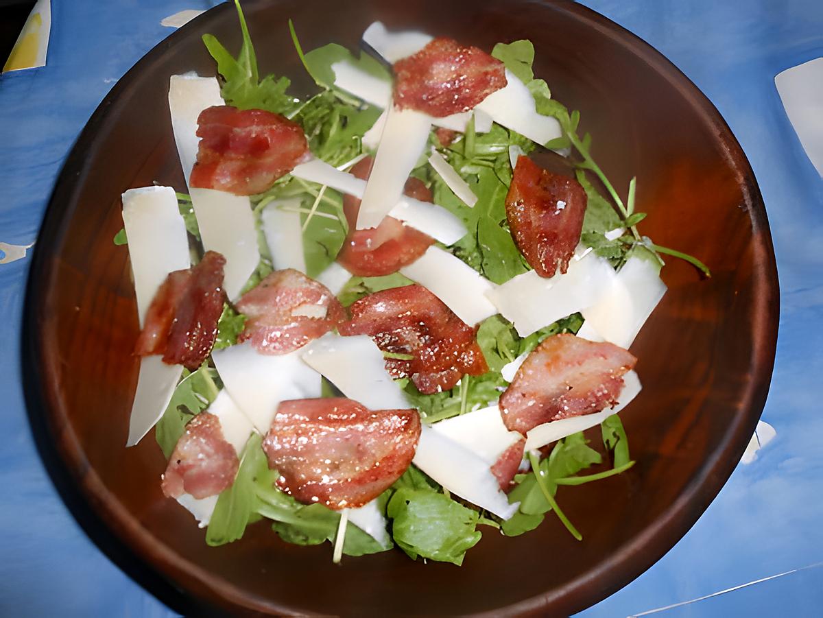 recette Salade de roquette pancetta,parmesan