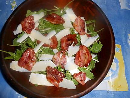 recette Salade de roquette pancetta,parmesan