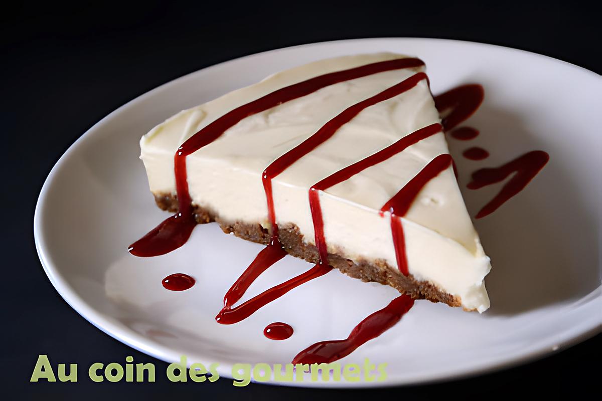 recette Cheesecake speculoos/chocolat blanc/coulis framboise
