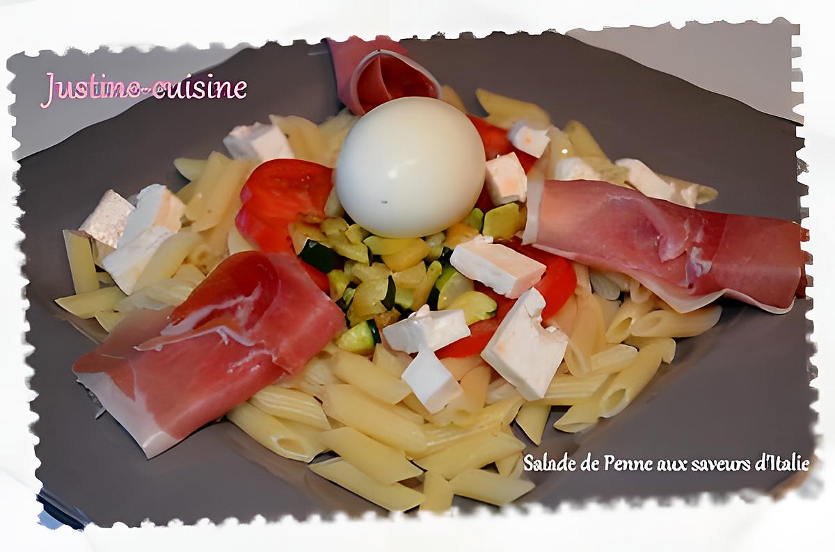 recette Salade de Pennes tièdes aux courgettes ailées et saveurs d'Italie