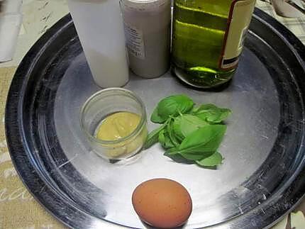 recette Sauce mayonnaise au basilic sans vinaigre.