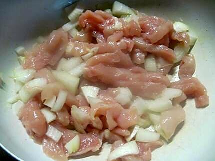recette Émincé de poulet aux fèves.