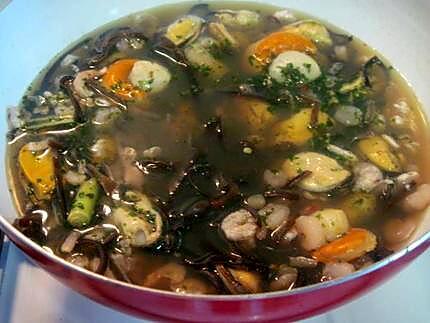 recette Vermicellle chinois aux champignons et crustacès.
