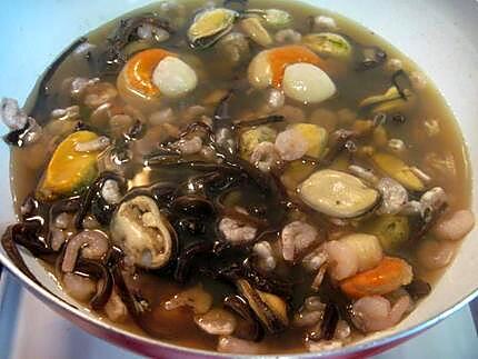 recette Vermicellle chinois aux champignons et crustacès.