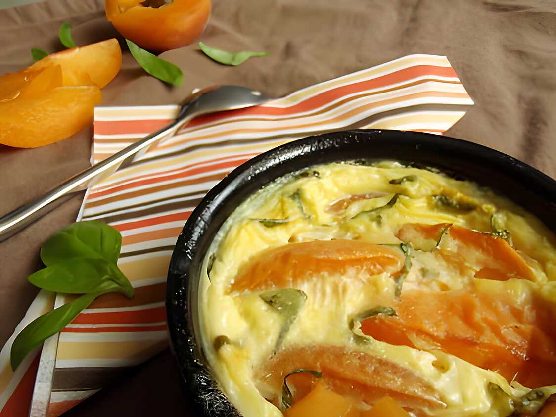 Recette de CLAFOUTI ABRICOT-BASILIC allégé