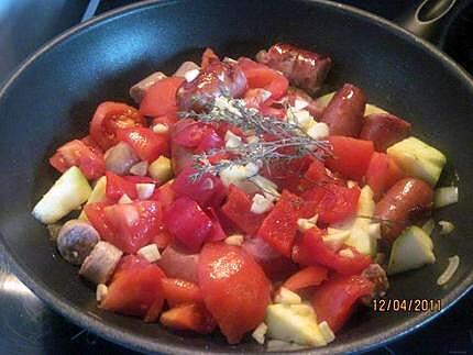 recette Rougail de saucisses fumées aux légumes.