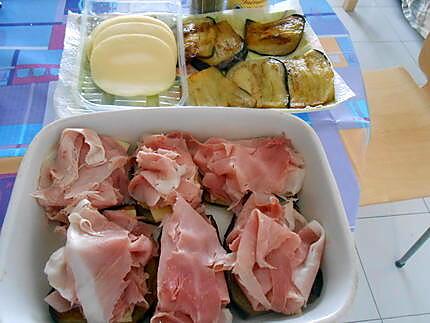 recette AUBERGINES  FARCIES  JAMBON  ET  FROMAGE