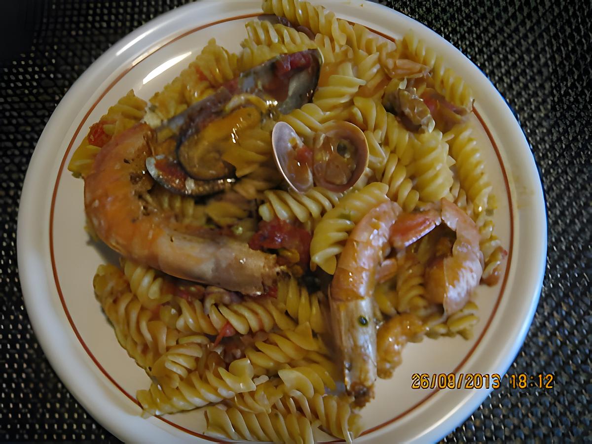 recette Fusilli aux fruits  de mer