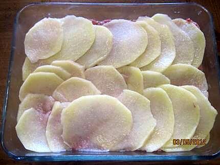 recette Gratin de poireaux, pommes de terre et bœuf haché.