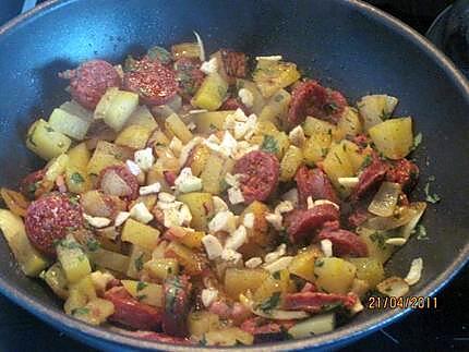 recette Pommes de terre sautées au chorizo.