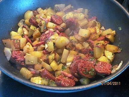 recette Pommes de terre sautées au chorizo.