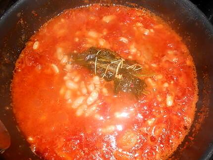 recette Tranches de gigot aux haricots à la tomate