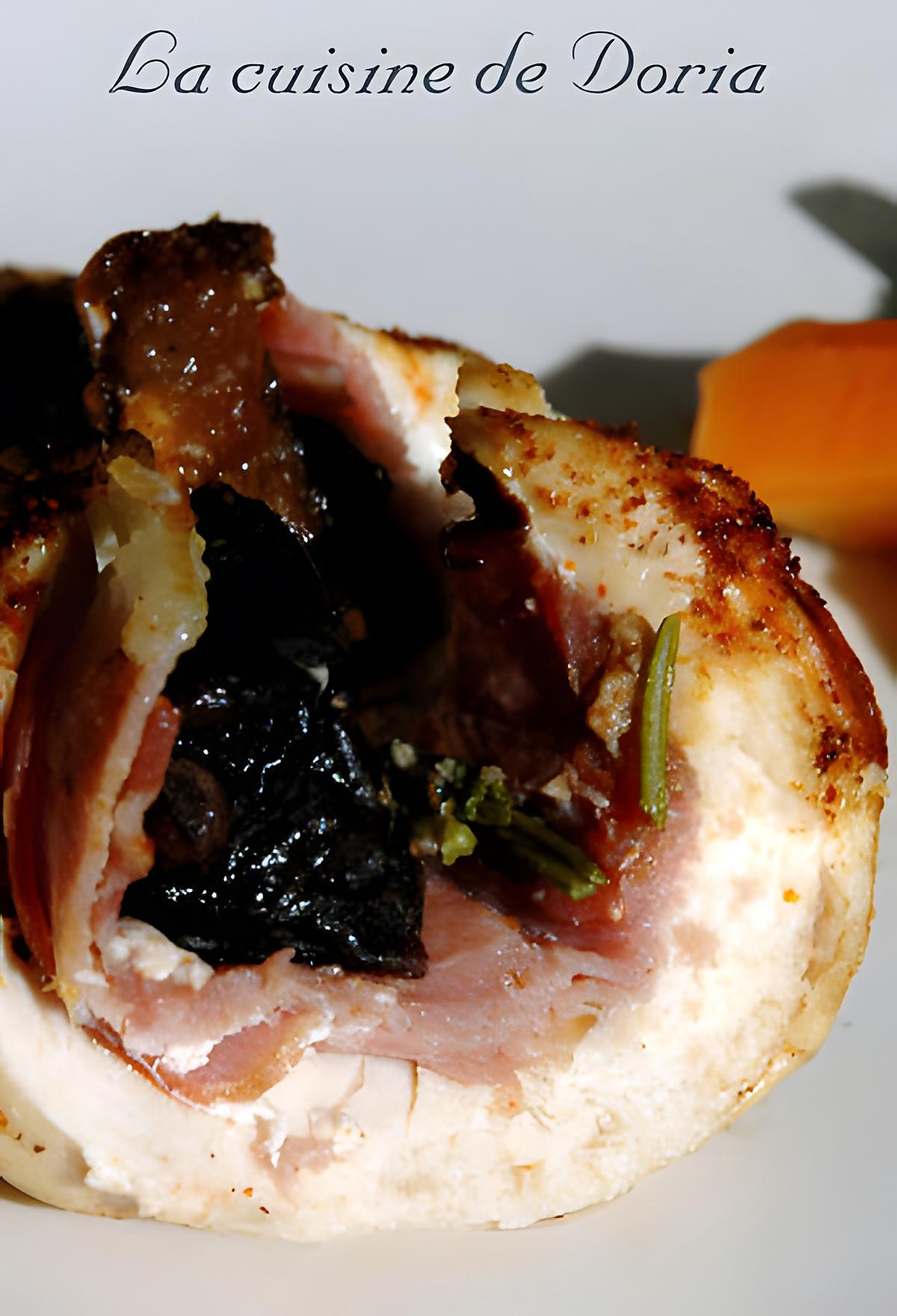 recette Poulet au bacon et pruneaux