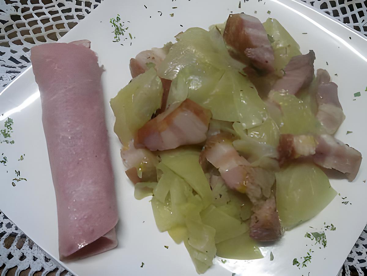 recette Chou aux lardons fumés.