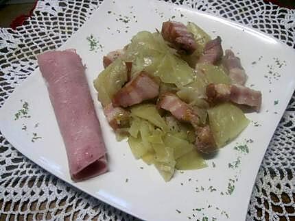 recette Chou aux lardons fumés.