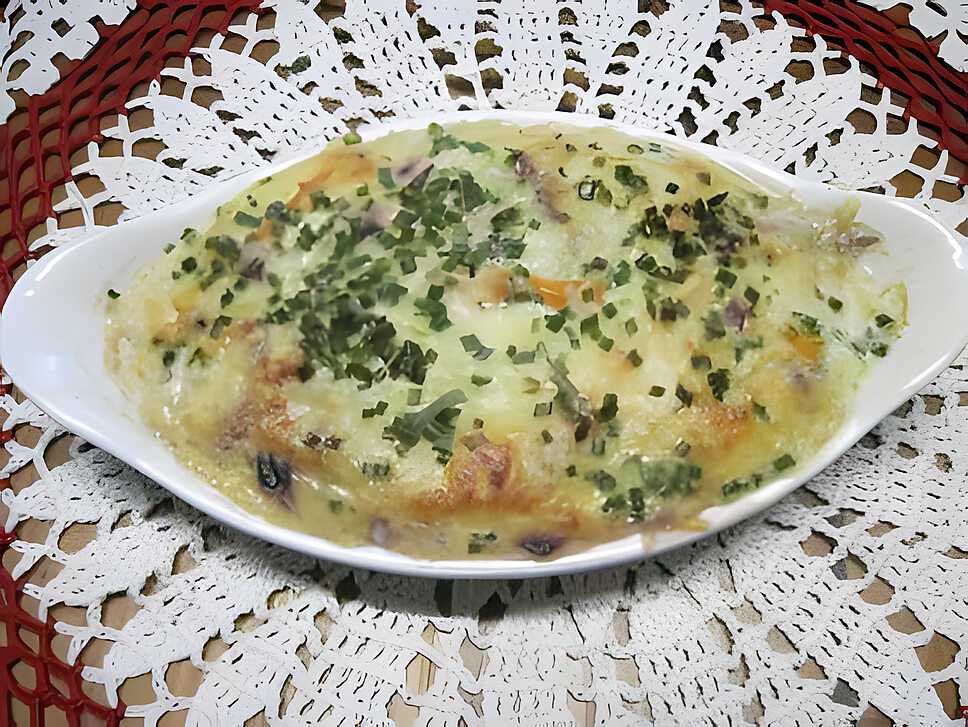 recette Gratiné de filets de sole et surimi.