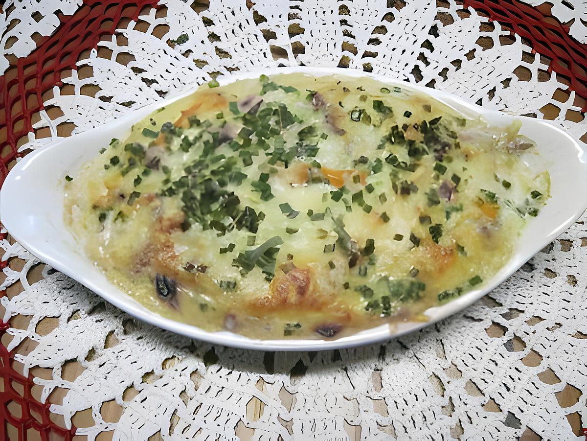 recette Gratiné de filets de sole et surimi.