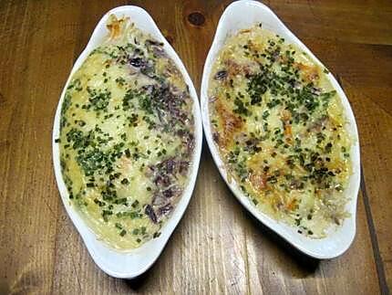 recette Gratiné de filets de sole et surimi.