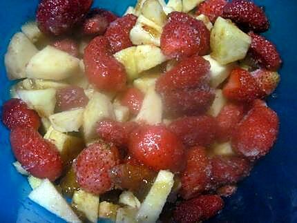 recette compote de pommes et fraises sucré au miel.