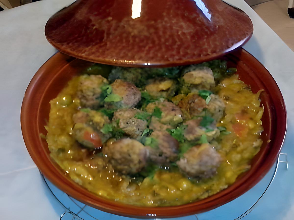 recette tajine champignons, olives et boulettes