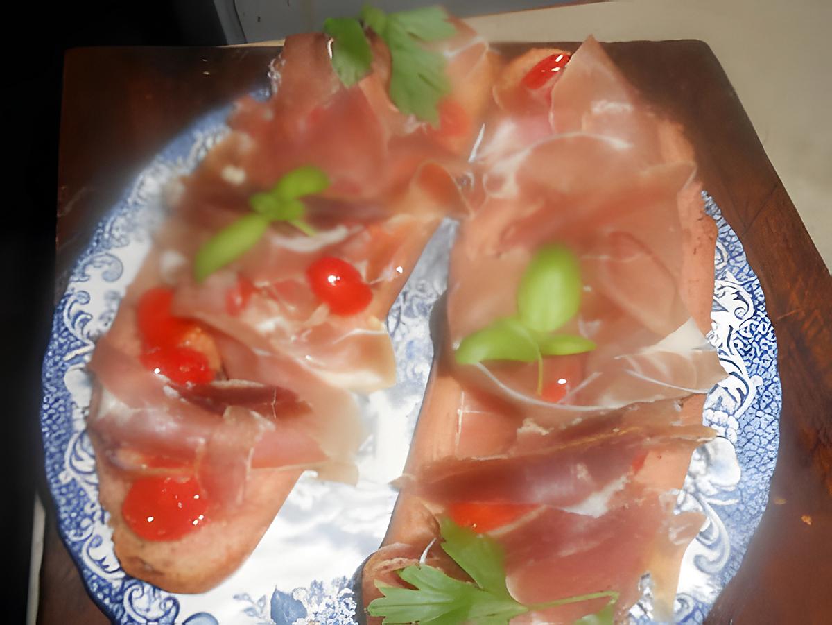 recette Tartine tomate,jambon de bayonne