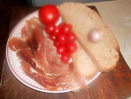 recette Tartine tomate,jambon de bayonne