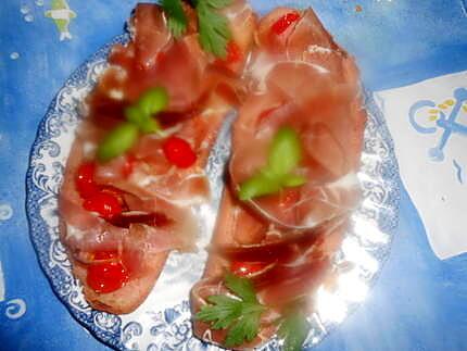 recette Tartine tomate,jambon de bayonne