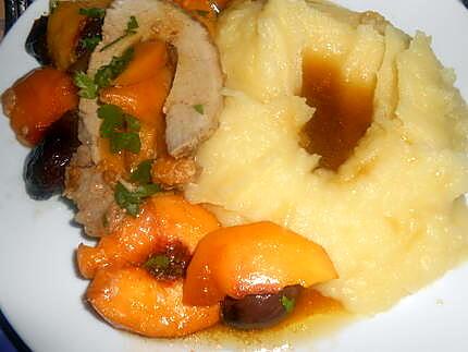 recette FILET  DE  PORC  FARCI  AUX NECTARINES  ET  PUITS  DE  PUREE