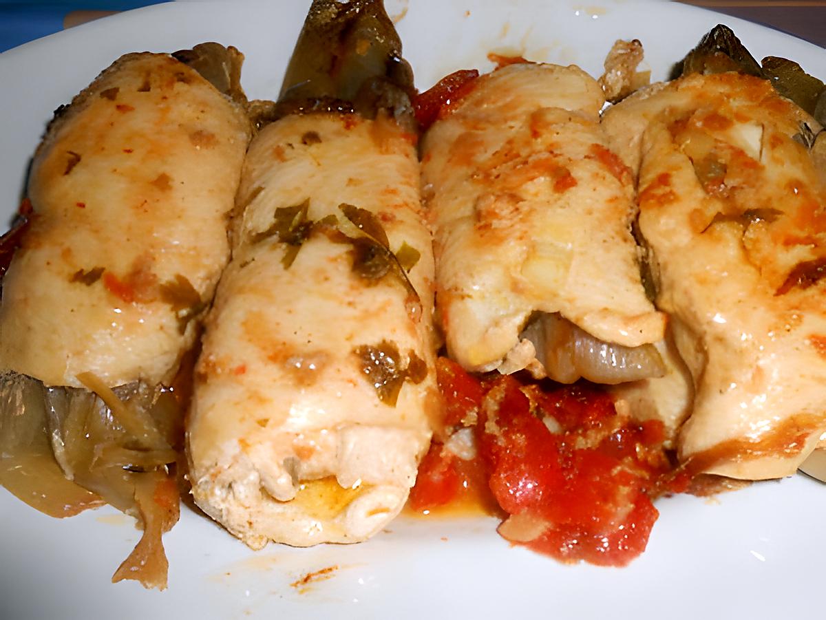 recette INVOLTINI  DE  POULET  AUX  ENDIVES  BRAISEES